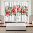 thumbnail image 2 of Ambesonne Poppy Kitchen Curtains, Vintage Summer Floral Blooms, 55"x24", Coral and Laurel Green, 2 of 3