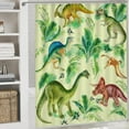 thumbnail image 5 of Teens Dinosaurs Creative Bathroom Shower Curtain Set Cartoon Colorful Jungle Animals Dinosaurs Non Slip Waterproof Bath Mat Toilet Mat Rugs,72" W x 72" L, 5 of 8