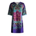 thumbnail image 4 of Vestido suelto estampado con cuello en V de media manga informal para mujer a la moda Pompotops  hdfakjf5973, 4 of 4