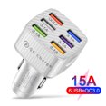 thumbnail image 3 of Cargador de Coche USB Ehuebsd de 6 Puertos Adaptador de Enchufe Carga Rápida 15A QC3.0, 3 of 9