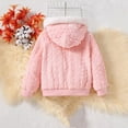 thumbnail image 5 of MEZZALL Kids Winter Girls Hooded Jacket With Jacquard Pattern Cozy Plush Long Sleeve Outerwear Solid Color Cold Weather Coats Birthday Child Streetwear, 5 of 9