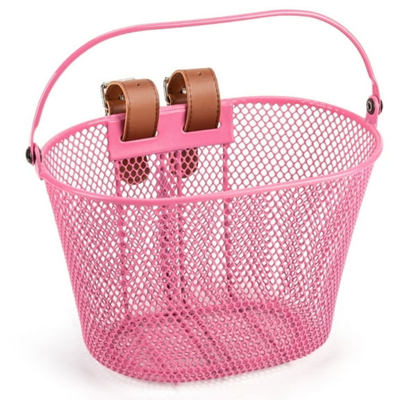 Childrens Bicycles Front Basket Metal Bikes Baskets with Adjustable Belt Handlebars Storage Container Easy to Install