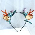 thumbnail image 3 of Sunisery Christmas Hair Hoop adorned with Reindeer Antlers, Deer Ears, Flower Berry, 3 of 7