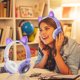 thumbnail image 1 of Pisexur Electrónica para Hombres Auriculares Bluetooth de Diadema con Orejas Brillantes Auriculares Inalámbricos Bluetooth Auriculares Deportivos Brillantes con Diamantes Electrónica para Niños, Orga, 1 of 2