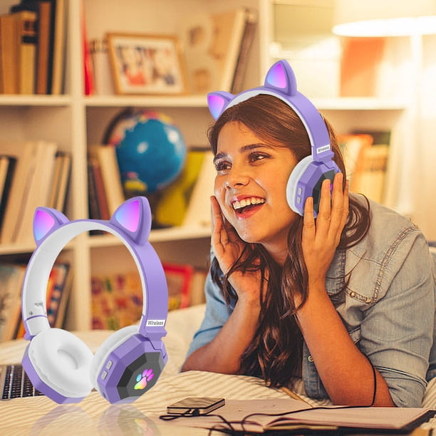 Pisexur Electrónica para Hombres Auriculares Bluetooth de Diadema con Orejas Brillantes Auriculares Inalámbricos Bluetooth Auriculares Deportivos Brillantes con Diamantes Electrónica para Niños, Orga