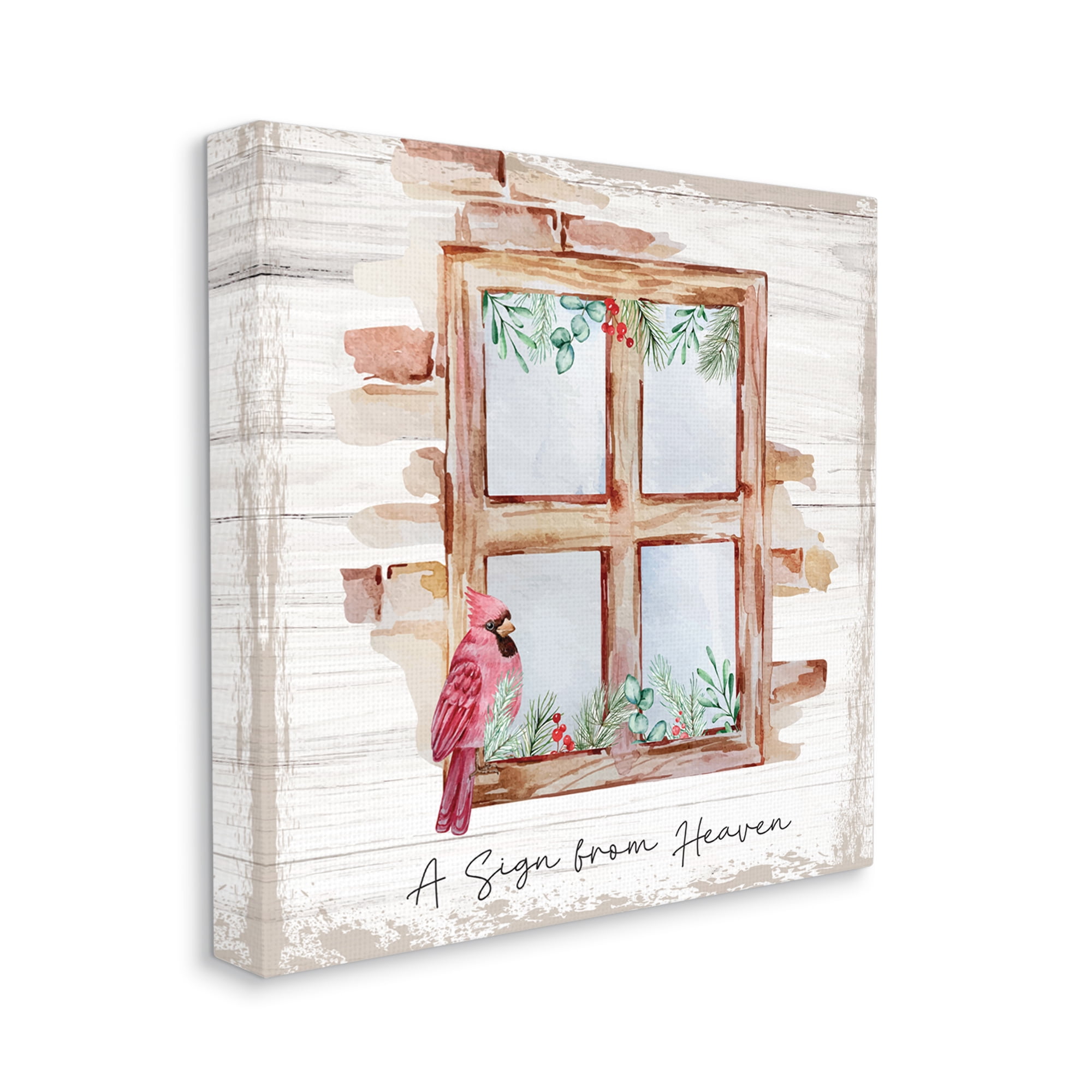 Stupell Sign From Heaven Perched Cardinal Animals & Insects Painting Gallery Wrapped Canvas Print Wall Art