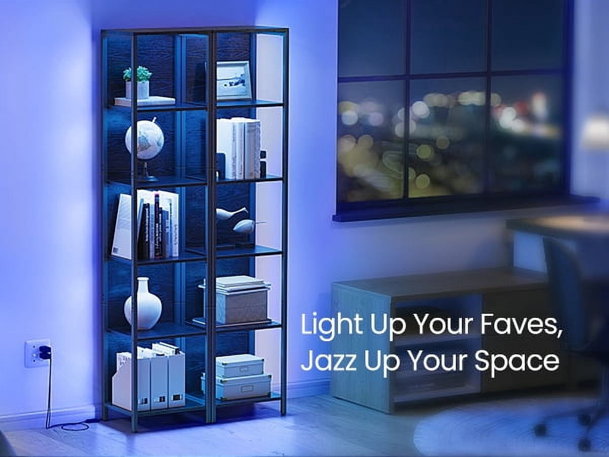 6-Tier Bookshelf, LED Display Shelf with Dimmable Lights, Steel Frame, 11.9 x 15.7 x 70.3 Inches, for Living Room, Bedroom