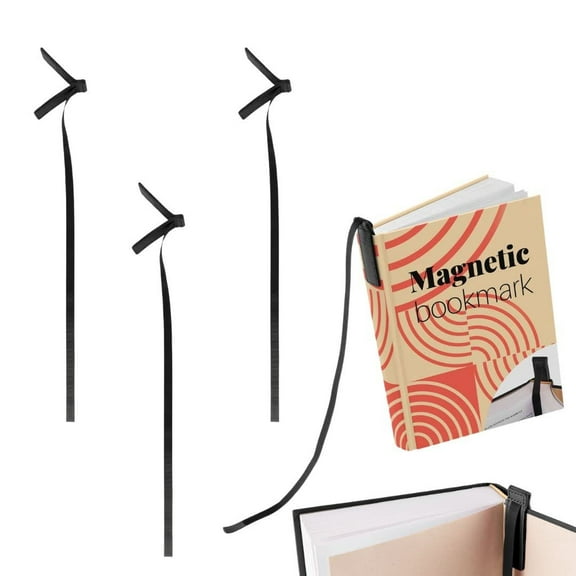 Superior Essentials Planner Magnetic Bookmark - Genuine Leather, Single Long Ribbon Bible Bookmark for Book Lovers - Amplify Your Love for Books with Our Elegant Ribbon Page Marker 3PC, Black