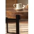 thumbnail image 5 of 33.86" Modern Retro Splicing Round Coffee Table, Fir Wood Top with Black Cross Legs Base, 5 of 5