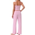 thumbnail image 3 of INSPIRE CHIC Women's Pajama Set Cami Jersey Knit Adjustable Spaghetti Strap Elastic Waist Wide Leg Pants with Pockets S Pink, 3 of 6