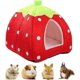 thumbnail image 1 of Cama para conejillos de indias y hámster, nido cálido de invierno para mascotas pequeñas, casa antideslizante para erizos con diseño de fresa., 1 of 5