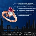 thumbnail image 2 of Gem Stone King 18K Rose Gold Plated Silver Red Created Ruby White Moissanite Ring for Women (1.79 Cttw, Heart Shape 6MM, Gemstone July Birthstone, Size 7), 2 of 6