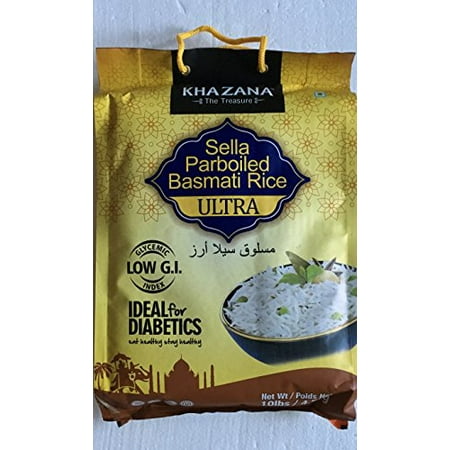 Khazana Ideal for Diabetics Low G.I. Index Value Sella Parboiled Basmati Rice Ultra - 10 (Best Basmati Rice In The World)