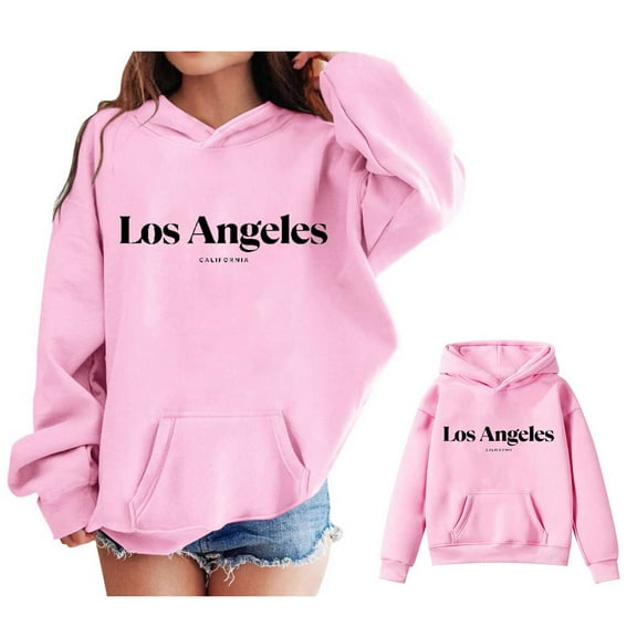 Boys Hoodies City Name Letter Print Pink Hoodies Casual Long Sleeve Hoodie Sweatershirt Pullover Fall Clothes Girls Clothes 11-12 Years