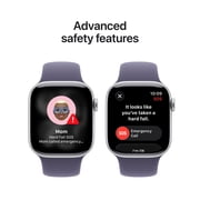 Apple Watch Series 11 [GPS + Cellular 42mm] Smartwatch with Silver Aluminum Case with Purple Fog Sport Band - M/L