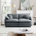 thumbnail image 2 of CoSoTower Two-Seater Theater Sofa with 2 Footrest, 2-Seater Sofa with Ottoman for Small Living Spaces,Grey Corduroy, 2 of 9