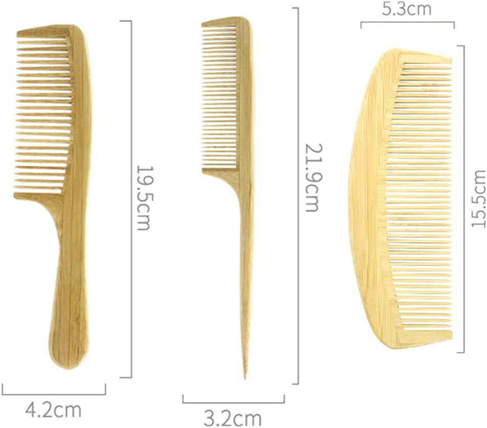 3 Piece Bamboo Hair Comb Set,Tooth Comb Pin Tail Comb Hair Comb,  Anti-Static Hairdressing Comb for Cutting and Hair Styling for Most Hair  Types 