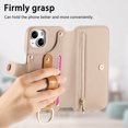 thumbnail image 2 of ELEHOLD Case for iPhone 14 Plus, RFID Blocking Zipper Leather Wallet Stand Case with Card Slot & Wrist Strap & Ring Holder,Khaki, 2 of 10