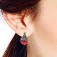 thumbnail image 5 of Vintage Flair Marcasite and Red Coral Stone .925 Silver 12mm Earrings, 5 of 5