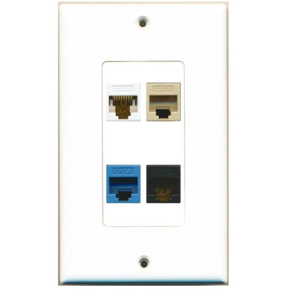 Ultra Spec Cables 4 Port Cat6 Mixed Colors Wall Plate