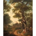 thumbnail image 2 of Jurriaan Andriessen 15x18 Gold Ornate Wood Frame and Double Matted Museum Art Print Titled - Arcadian Landscape with Travelers (1771), 2 of 4