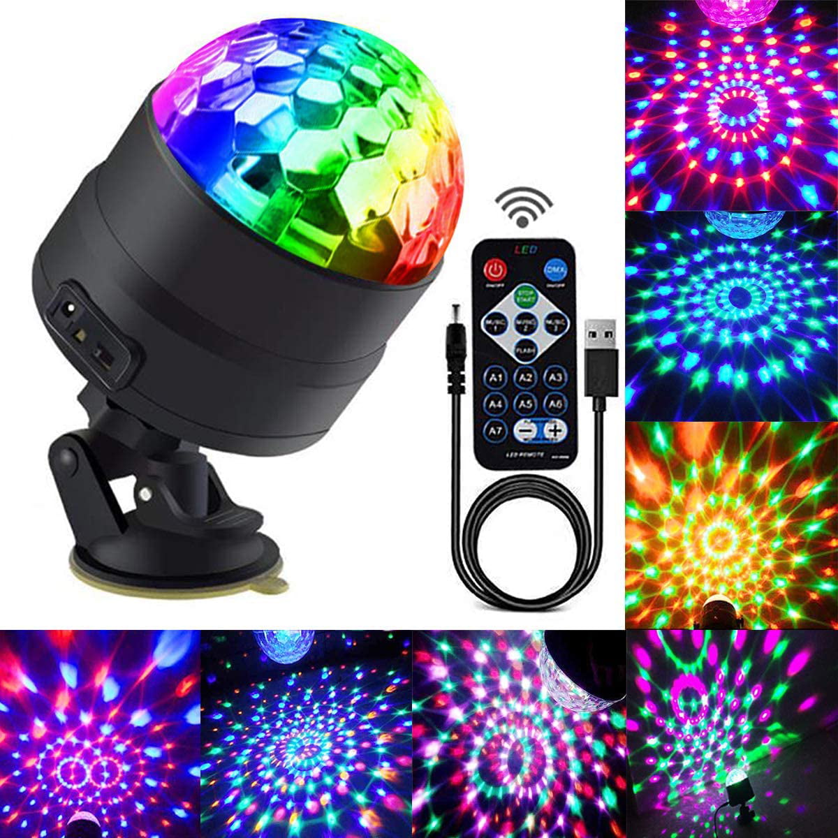 Battery-Power Crystal Star Ball Flashing colour LED Spinning Party Disco Light 