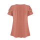 thumbnail image 5 of Camisetas Casuales de Manga Corta de las Mujeres con Cuello en V, Cuello Redondo, Color Sólido Blusa Ligera de Poliéster, 5 of 7