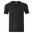 thumbnail image 1 of Playera Elvqul de Caballero Negro Manga Corta Casuales de Color Sólido Cuello V Botones, 1 of 4