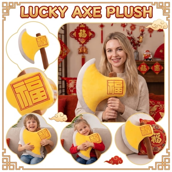 Plumora Plush Axe Shaped Stuffed Toy - Soft Novelty Plush with Printed Details, Cute Decorative Plush Figure