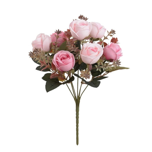 Ramo de rosas y peonías artificiales de seda | Decoración para bodas, fiestas y el hogar | Arreglo floral de mano para centro de mesa