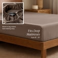 thumbnail image 6 of Bare Home Bamboo Fitted Sheet - Made from Rayon Fibers - Deep Pockets - Soft, Cooling & Breathable - Queen, Taupe, 6 of 9