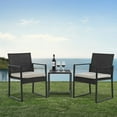 thumbnail image 4 of FDW Patio Bistro Set 3 Pieces Outdoor Wicker Chair Patio Rattan Furniture Wicker Conversation Sets Backyard Garden Balcony Poolside,Beige, 4 of 8