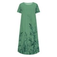 thumbnail image 4 of DeHolifer Women Dress V-Neck Button Floral Print Short Sleeve Summer Casual Loose Dress with Pocket Army Green L, 4 of 4