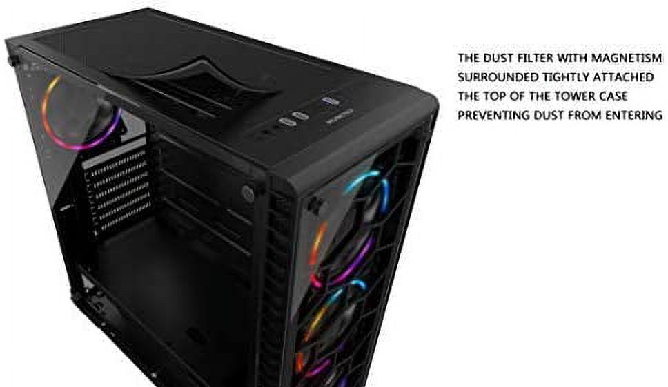 MUSETEX ATX Mid Tower PC Computer Gaming Case 6 RGB LED Fans 2 Translucent Tempered Glass,USB 3.0 Port & 2 x USB 2.0 Port,Water Cooling Radiator Support, Cable Management/Airflow, 903-S6 RGB Fans