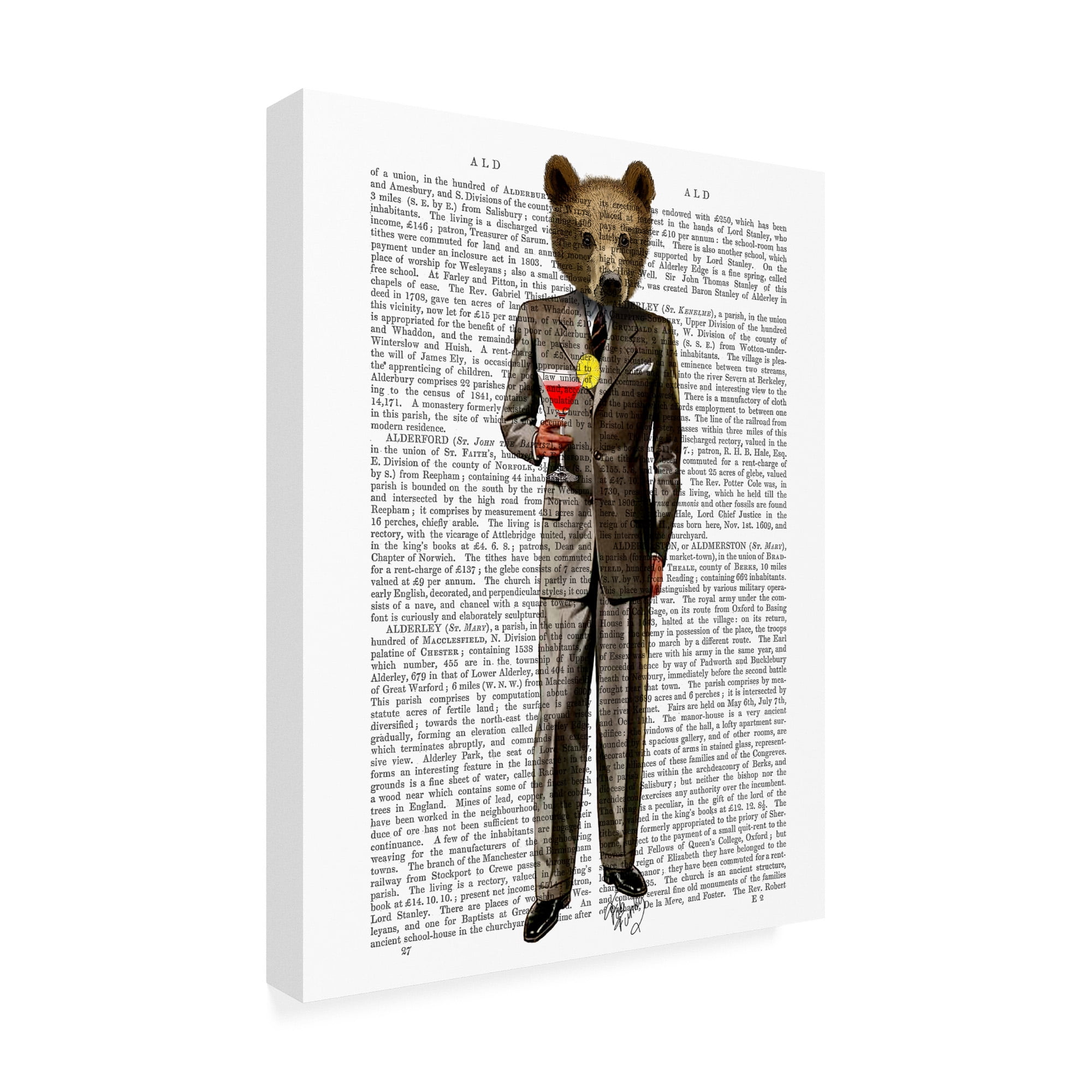 Trademark Fine Art 'Bear With Cocktail Suit' Canvas Art by Fab Funky