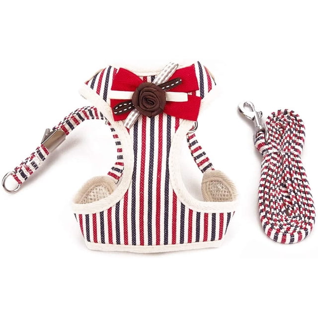 Harnais Gilet pour Chiot en Maille Douce Chat Animal Harnais de Course Gilet pour Chien Harnais pour Chien Gilet Ajustable Confortable (Rouge,m)