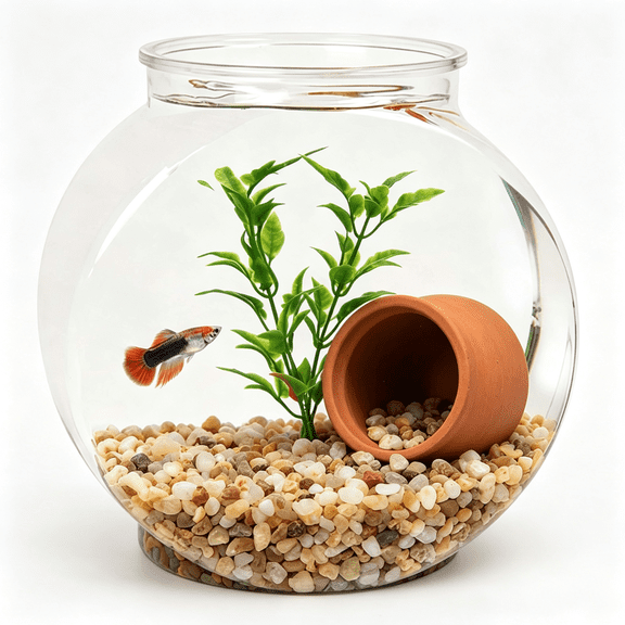 NORIZF 1-Gallon Plastic Oval Fish Bowl,Temporary Fish Tank for Betta Guppy Tetra Zebrafish Shrimp,Fry,Isolation,Fish Breeding,Classroom Education and Decoration