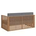 thumbnail image 5 of Lounge Loveseat Sofa, Grey Gray Natural, Teak Wood, Fabric, Modern Contemporary, Outdoor Patio Balcony Cafe Bistro Garden Furniture Hotel Hospitality, 5 of 8