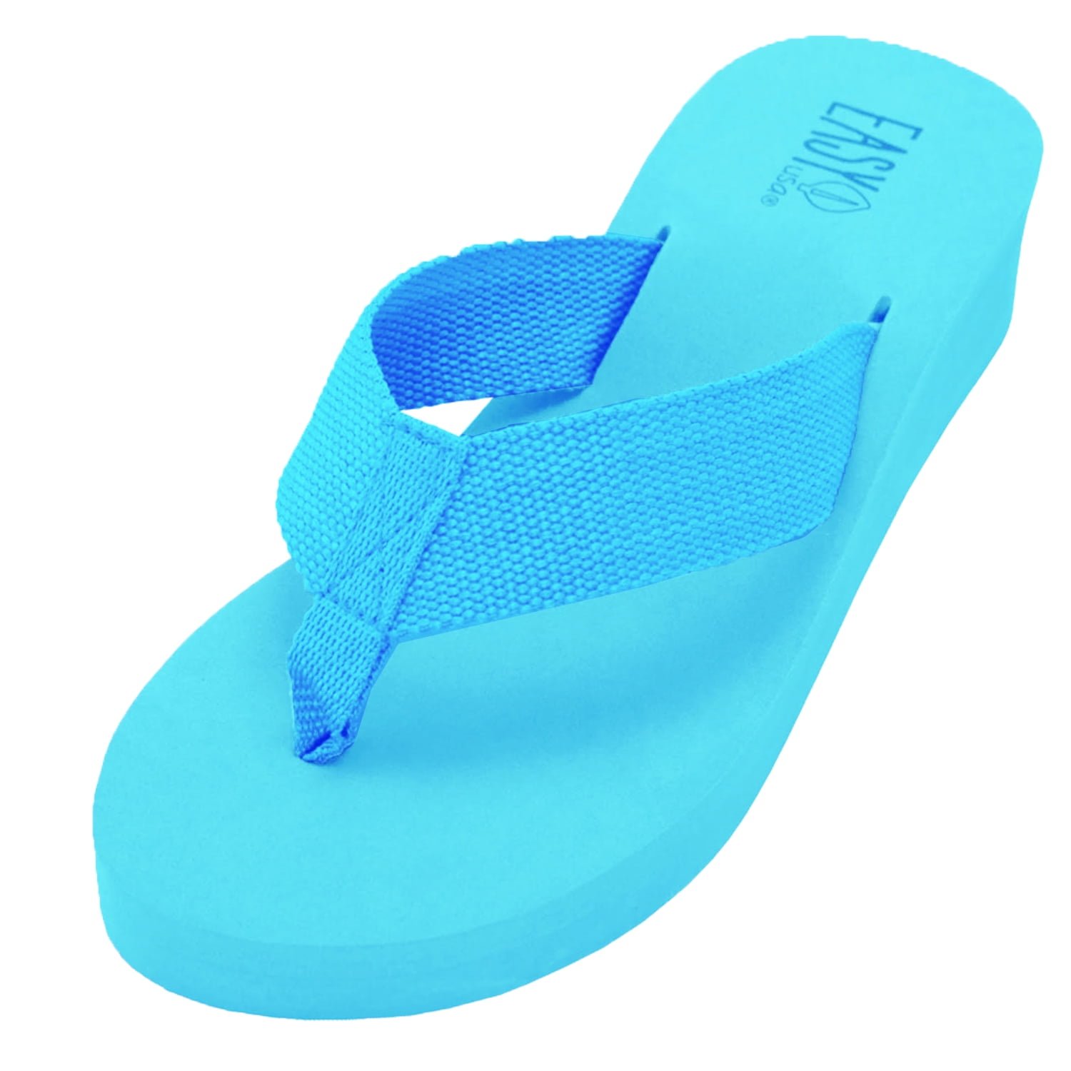 blue platform flip flops