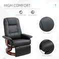 thumbnail image 2 of Demi Bonn Faux Leather Manual Recliner, Adjustable Swivel Lounge Chair with Footrest, Armrest and Wrapped Wood Base for Living Room, Black, 2 of 7