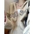 thumbnail image 5 of Warm Cream Hooded Cardigan Sweater Women's New Autumn/winter Day Tie Vintage Zipper Coat Knitted Cardigan Oversized, 5 of 5