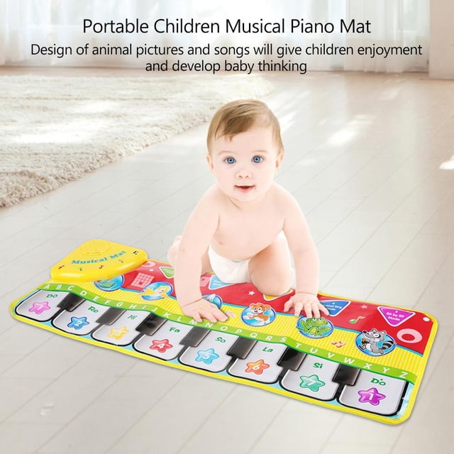 Qiilu Portable Children Musical Piano Mat Piano Keyboard Toy Early Education Blanket(Without Battery),Portable Children Musical Piano Mat,Piano Keyboard Toy