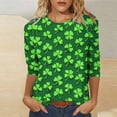 thumbnail image 3 of Mujeres 3/4 Manga Tops Y Blusas Impresas Cuello Redondo Casual Camiseta Blusa Verano, Mujeres 3/4 Manga Tops, 3 of 5