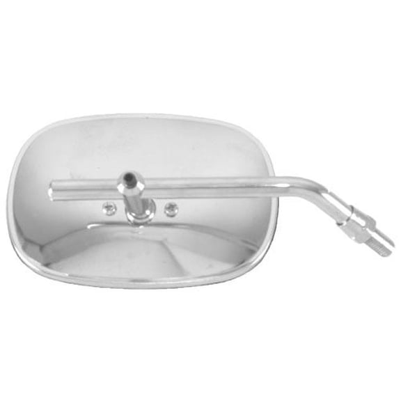 Emgo Universal Rectangular Side View Mirror - Chrome Stamped Steel, Handlebar Mount, M10 x 1.25, Left/Right, Street Bike (20-34900)
