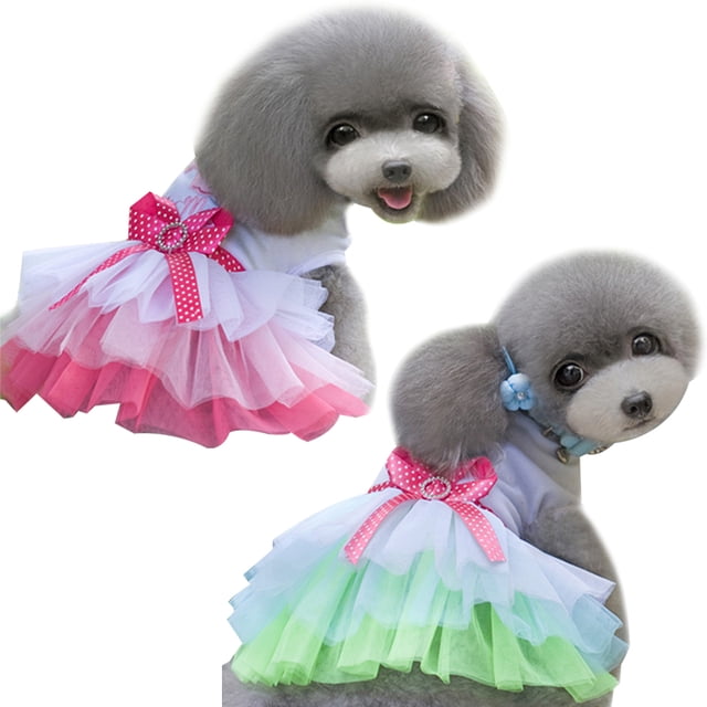 Vestido para perro pequeño, lindo vestido de princesa con tutú, vestidos para cachorros con estampado de corazón y labios para perros pequeños en verano