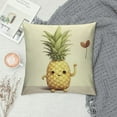 thumbnail image 2 of COMIO  Pineapple Pillow Cases Summer Tropical Fruits Funny Pineapple Fork Wear a Waist Decorative Throw Pillow Cushion Covers Super Soft Pillowcase Standard Pillow Cover, Yellow Green, 2 of 5