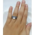 thumbnail image 7 of His and Her Matching Rings White AND Blue Couple Rings CZ Wedding Ring Sets Wedding Band, 7 of 7