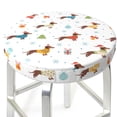 thumbnail image 3 of Balery winter Snowflake Dachshund Fundas de asiento para taburete de bar redondo de tela de terciopelo ajustables que protegen de arañazos y manchas para sillas de 14 a 17 pulgadas.-12 inch, 3 of 7