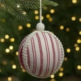 thumbnail image 2 of Northlight 4.75" White and Red Striped Ball Christmas Ornament with Rope Accent, 2 of 5