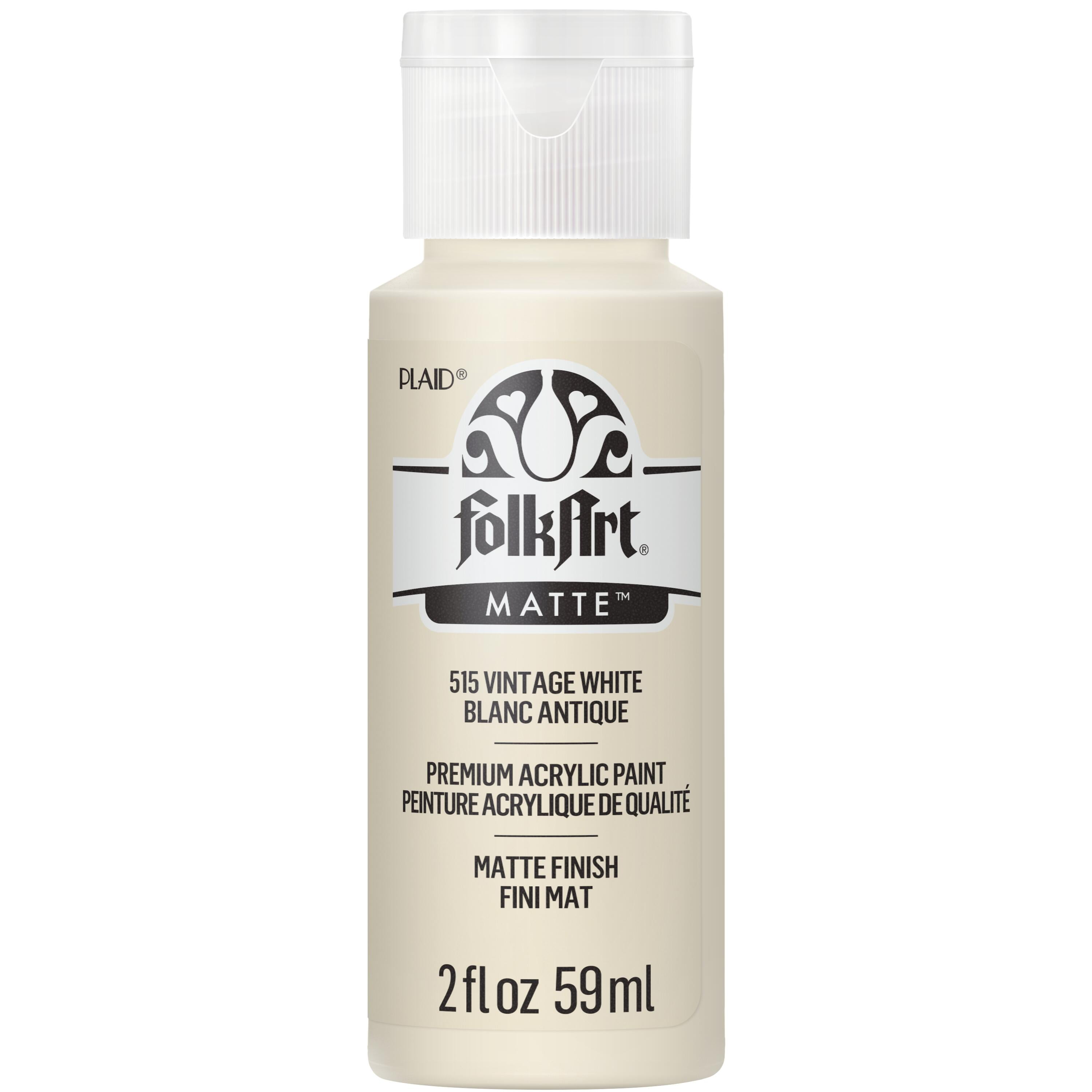 (2 pack) FolkArt Acrylic Craft Paint, Matte Finish, Vintage White, 2 fl oz